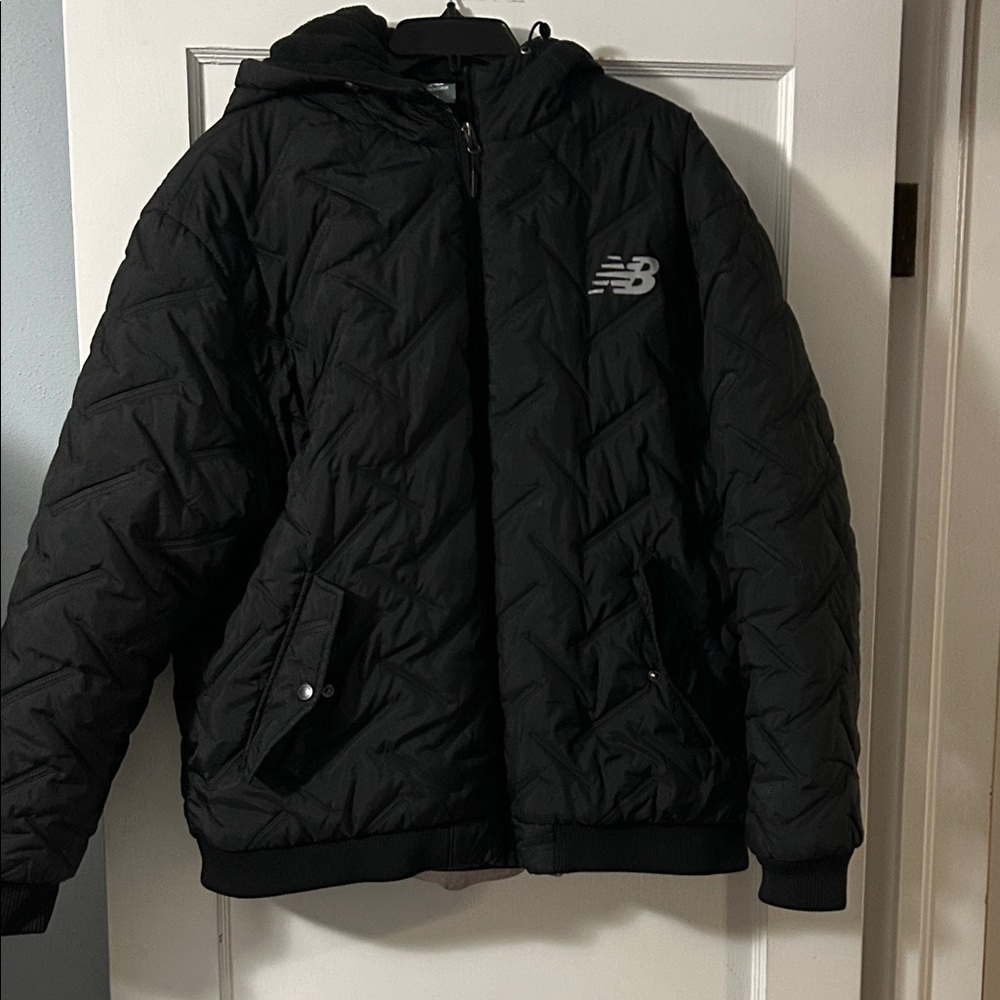 New Balance Black Quilted Hooded Puffer Jacket